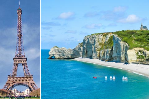 Reiseziele für Urlaub in Frankreich: Eifelturm in Paris und die Normandie