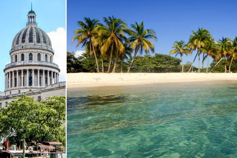 Reiseziele für Urlaub auf Kuba - Capitol in Havanna und Strand