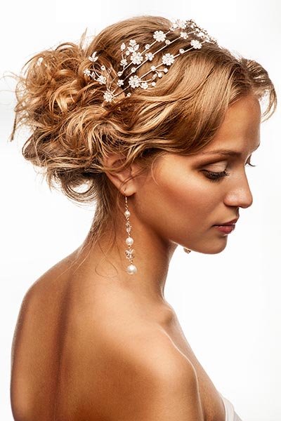 Haarschmuck für Braut und Hochzeit - Haardraht mit filigranen Blüten