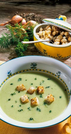 Leichte Kräutersuppe mit Joghurt