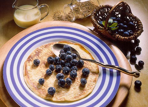 Buttermilch-Diät - 5. Tag: Mittagessen - Pfannkuchen mit Heidelbeeren