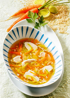 Molke-Kur 3. Tag: Mittagessen - Hühnersuppe mit Reis