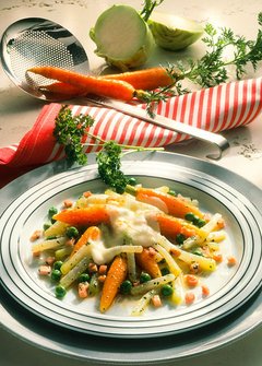 Mittagessen: Überbackenes Gemüse mit Kohlrabi