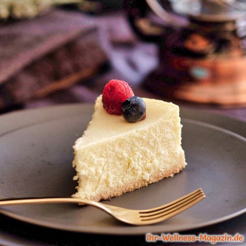 Low-Carb-Käsekuchen mit Vanillepudding