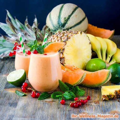 Cremiger Eiweißshake Ananas-Melone-Banane