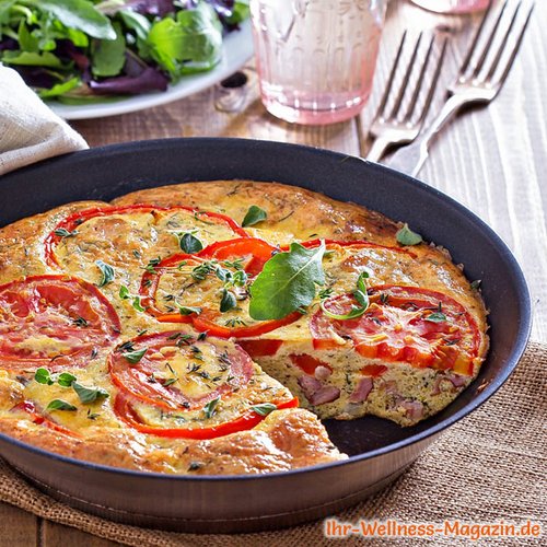 Frittata mit Paprika, Tomaten und Schinken