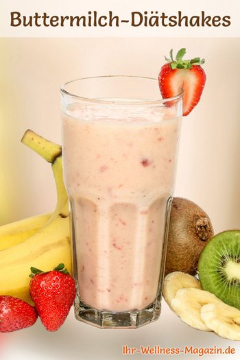 Buttermilch-Shake mit Erdbeeren und Banane