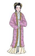 Chinesische Kleider - Ming-Dynastie: Offener Beizi mit schmalen Ärmeln in zartem Violett.