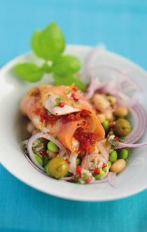 Leichte Rezepte: Fischrouladen mit toskanischem Bohnensalat