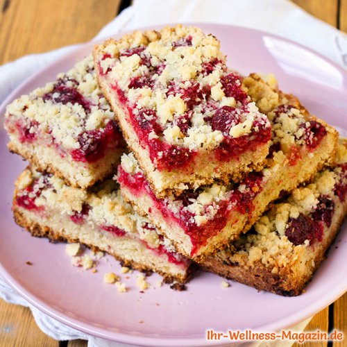 Low-Carb-Streuselkuchen mit Himbeeren