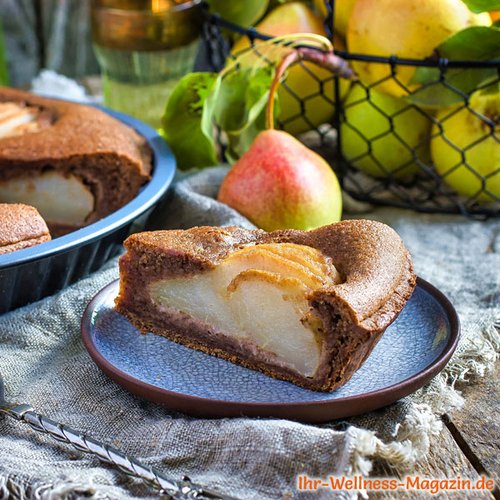 Versunkerner Low Carb Birnen-Schokokuchen