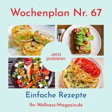 Wochenplan Nr. 67: Rezepte für gefüllte Zucchini, Gemüse-Pancakes, Avocadosuppe mit Spinat ...