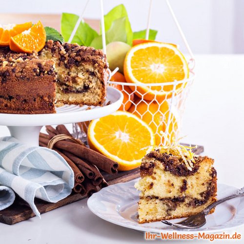 Saftiger Low Carb Orangen-Nusskuchen