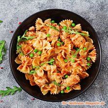 Low-Carb-Pasta mit Hähnchen und Erbsen