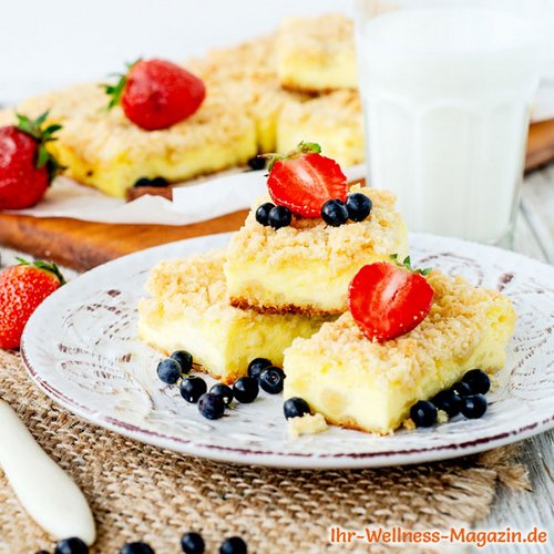 Low Carb Vanille-Käsekuchen mit Streusel