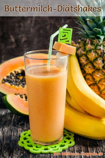 Buttermilch-Shake Tropical - mit Banane, Papaya und Ananas