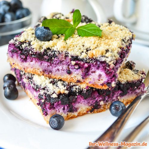 Cremiger Low Carb Blaubeer-Streuselkuchen