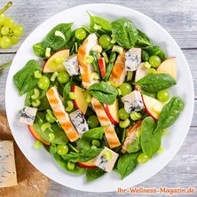 Fruchtiger Spinat-Salat mit Hähnchen und Gorgonzola