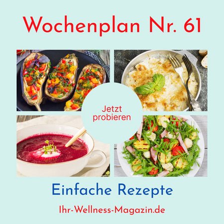 Wochenplan Nr. 61: Rezepte für gefüllte Auberginen, Auflauf mit Kabeljau, Rote-Bete-Suppe ...