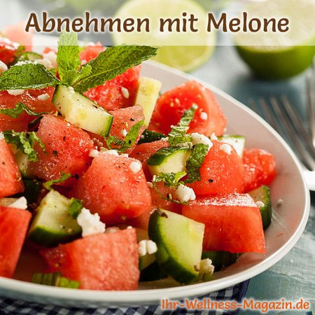 Melonen Rezept zum Abnehmen: Salat mit Wassermelon, Gurke und Feta