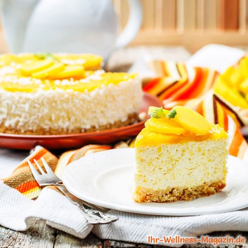 Leichte Low Carb Mango-Quark-Mousse-Torte
