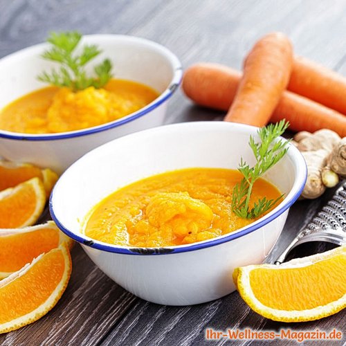 Kalte Karotten-Orangen-Suppe mit Ingwer - Low-Carb-Rezept zum Abnehmen
