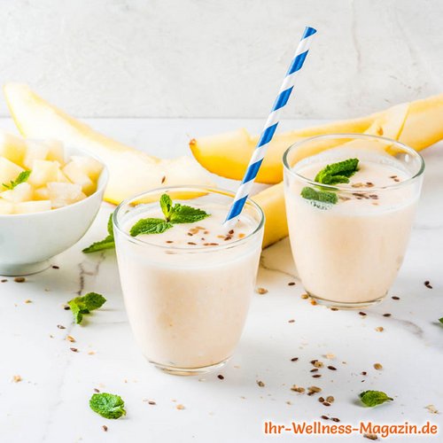 Cremiger Eiweißshake mit Honigmelone und Leinsamen