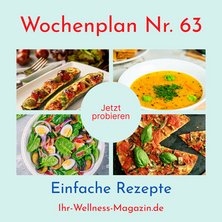 Wochenplan Nr. 63: Rezepte für Zucchini-Pizza-Boote, Gemüsecremesuppe, Spinat-Salat mit Ei ...
