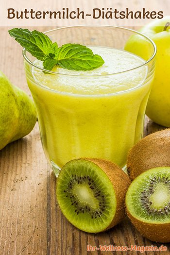 Buttermilch-Shake mit Birne, Kiwi und Apfel