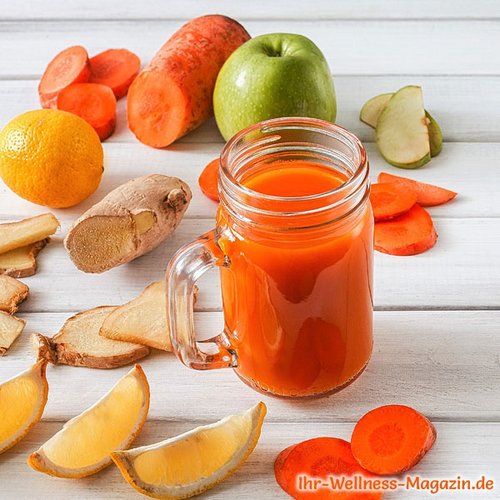 Karotten-Fruchtsaft mit Ingwer selber machen