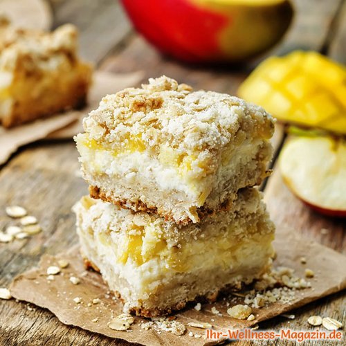 Low Carb Apfel-Mango-Streuselkuchen mit Quark