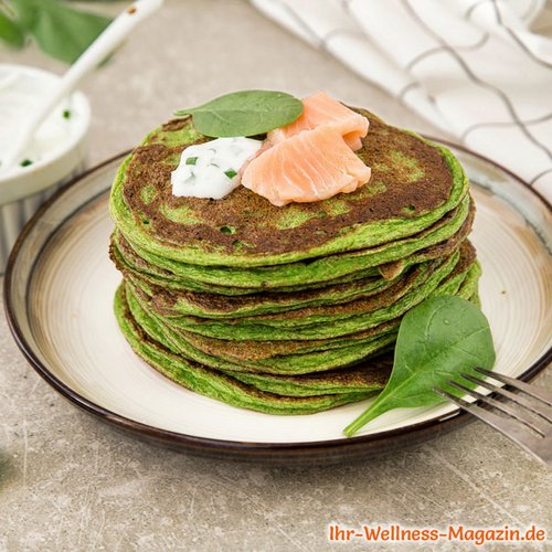 Protein-Spinat-Pancakes mit Lachs