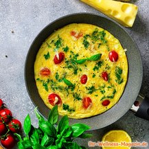 Frittata mit Tomaten, Käse und Basilikum