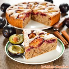 Saftiger Low Carb Pflaumen-Nusskuchen