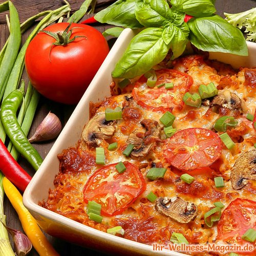 Low-Carb-Auflauf mit Pilzen und Tomaten