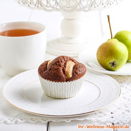 Einfache Low Carb Schoko-Birnen-Muffins