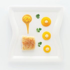 Rezept aus der Sterneküche: Kabeljau im Macadamia-Mantel, Curry-Kokos-Sauce, Mango-Chutney