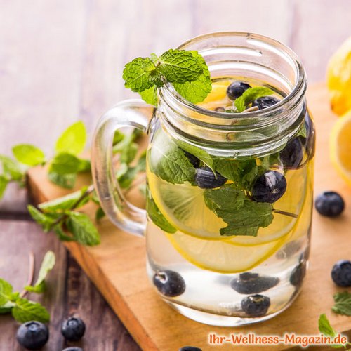 Zitronen-Blaubeer-Minze-Wasser - Rezept für Infused Water - Detox-Wasser