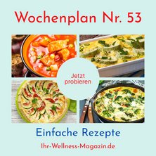 Wochenplan Nr. 53: Rezepte für Zucchini-Lasagne, Gulaschsuppe, Salat mit Rindfleisch ...