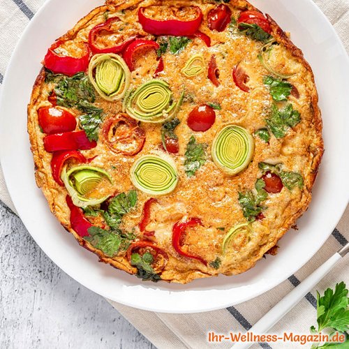 Frittata mit Lauch, Tomaten und Paprika