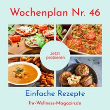 Wochenplan Nr. 46: Rezepte für Auberginen-Mini-Pizzas, Pfifferlingsuppe, Kräuter-Omelett ...