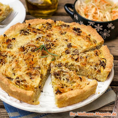 Quiche mit Hackfleisch und Kohl