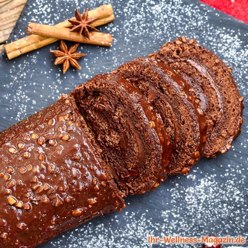 Weihnachtliche Low-Carb-Schokorolle