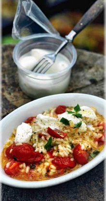 Risotto mit Tomaten und Büffelmozzarella