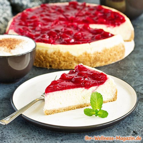 Low-Carb-Quarkkuchen mit Kirschmarmelade