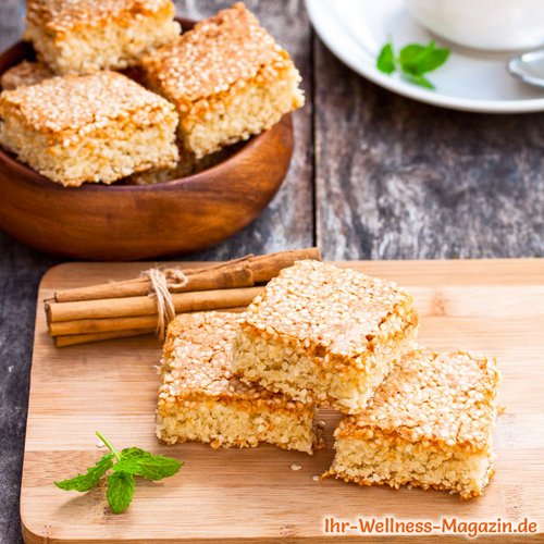 Einfacher, schneller Low Carb Sesamkuchen