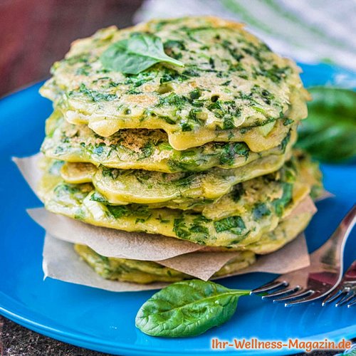 Low-Carb-Pancakes mit Spinat, Petersilie und Zwiebel