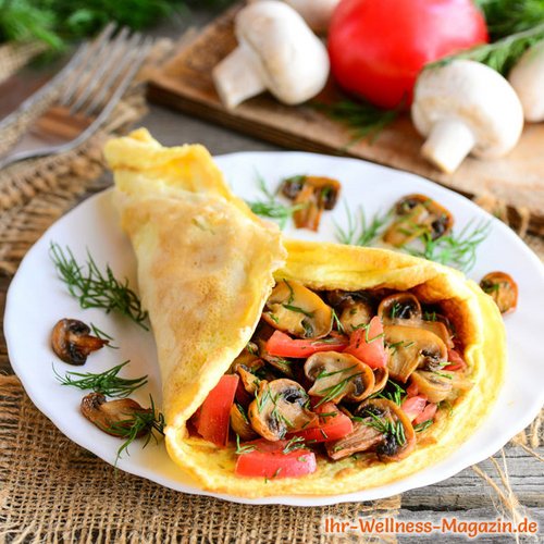 Low Carb Omelette mit Pilzen und Tomaten