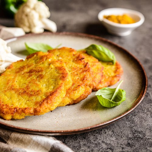 Low Carb Blumenkohl-Curry-Pancakes