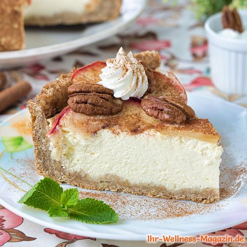 Low-Carb-Käsekuchen mit Apfel, Zimt und Nuss